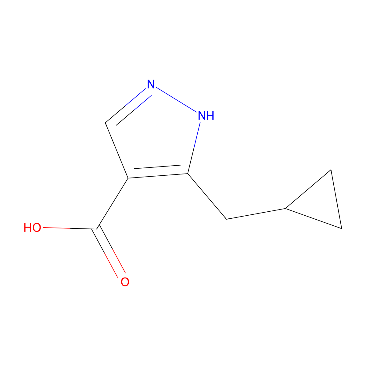 3-(cyclopropylmethyl)-1H-pyrazole-4-carboxylic acid molecular structure, CAS 1466544-42-2