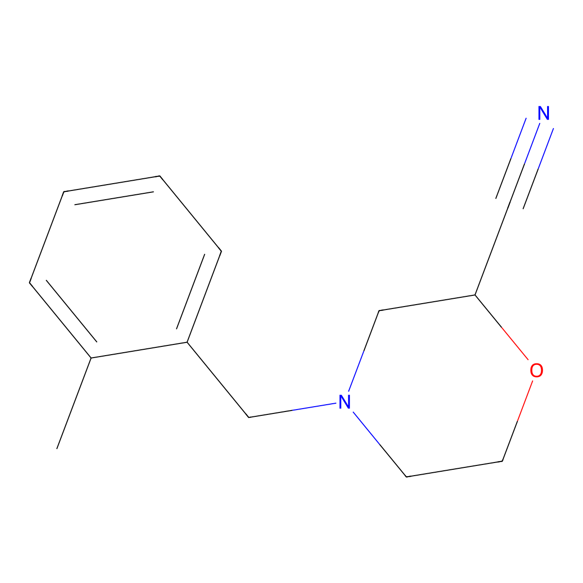 4-[(2-Methylphenyl)methyl]morpholine-2-carbonitrile molecular structure, CAS 1466551-41-6