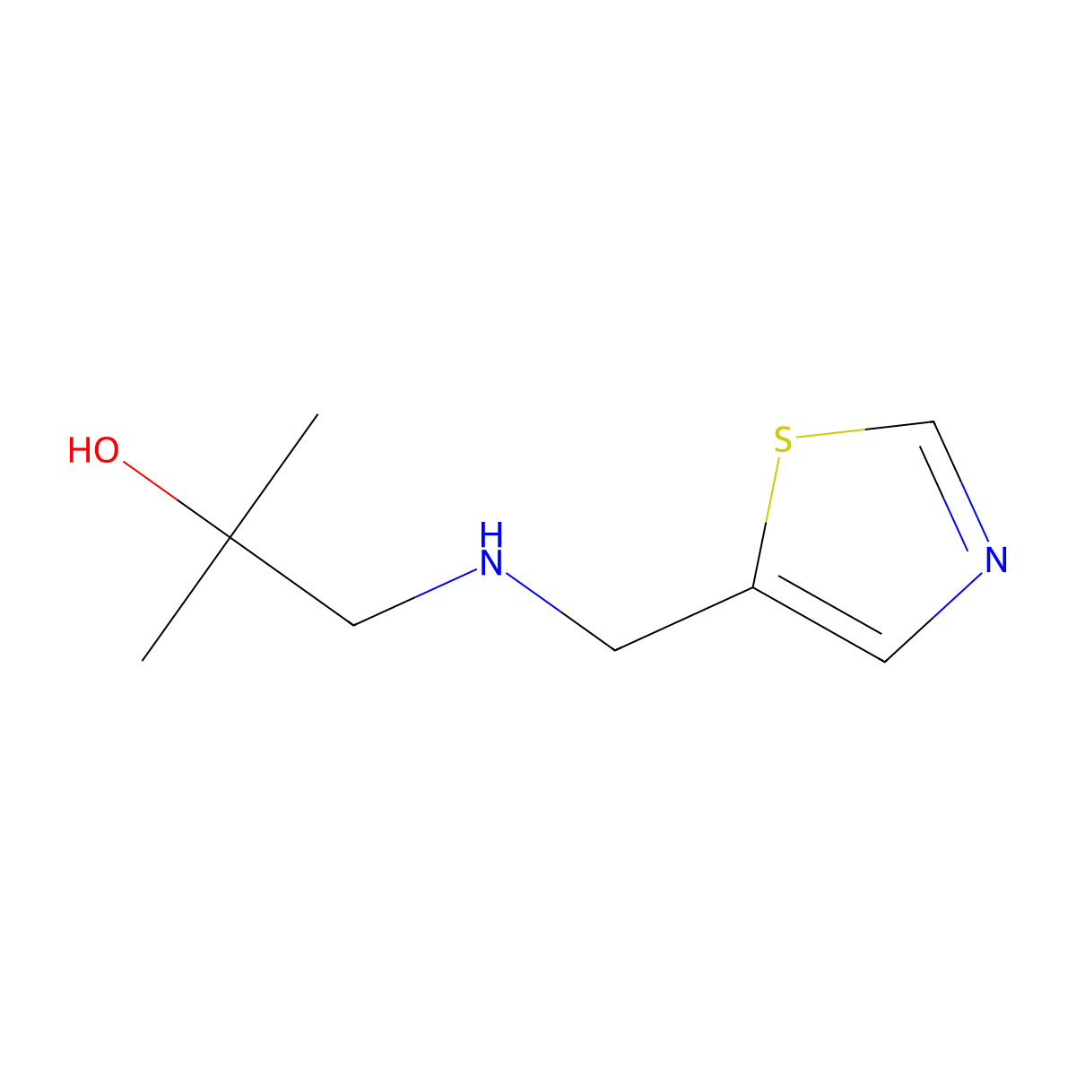 2-Methyl-1-[(1,3-thiazol-5-ylmethyl)amino]propan-2-ol molecular structure, CAS 1466554-61-9