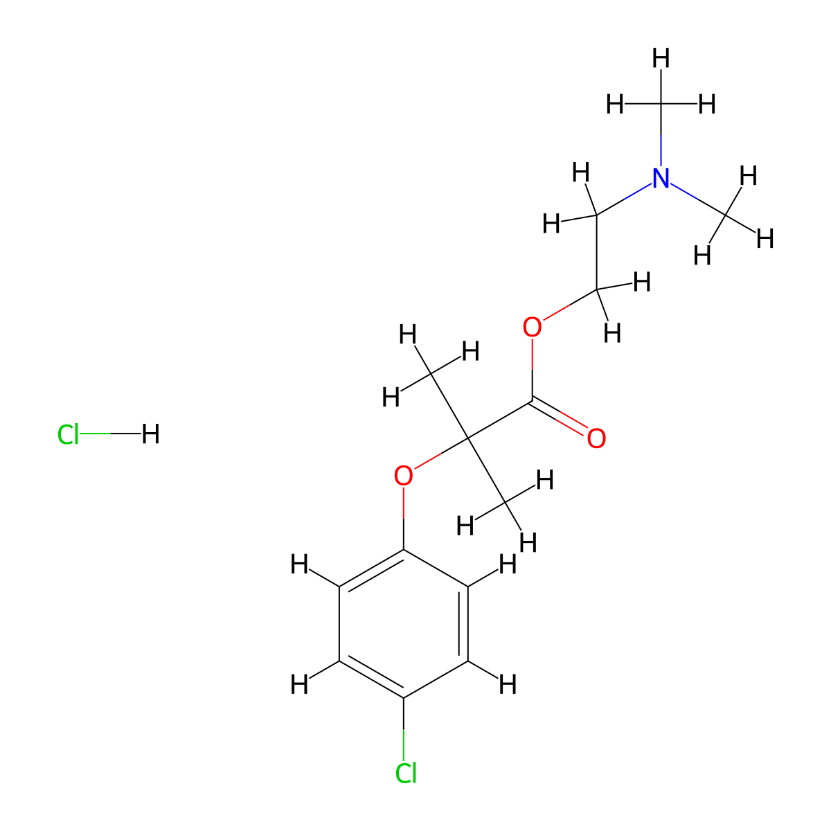 2-(Dimethylamino)ethyl 2-(4-chlorophenoxy)-2-methylpropionate hydrochloride molecular structure, CAS 14666-84-3