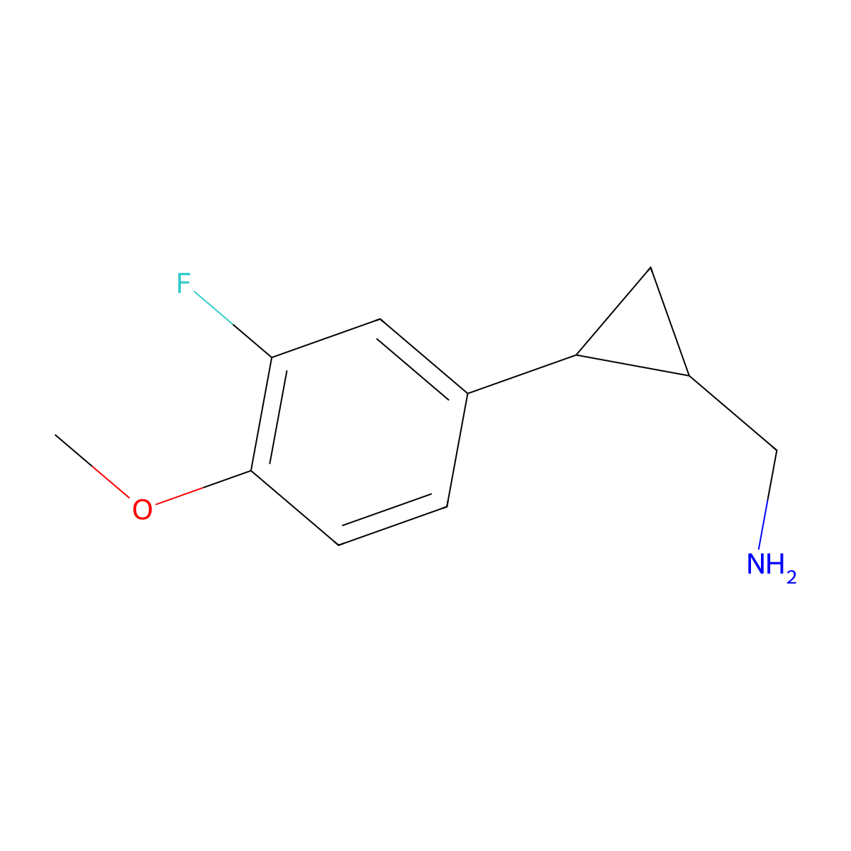 (2-(3-Fluoro-4-methoxyphenyl)cyclopropyl)methanamine molecular structure, CAS 1466611-37-9