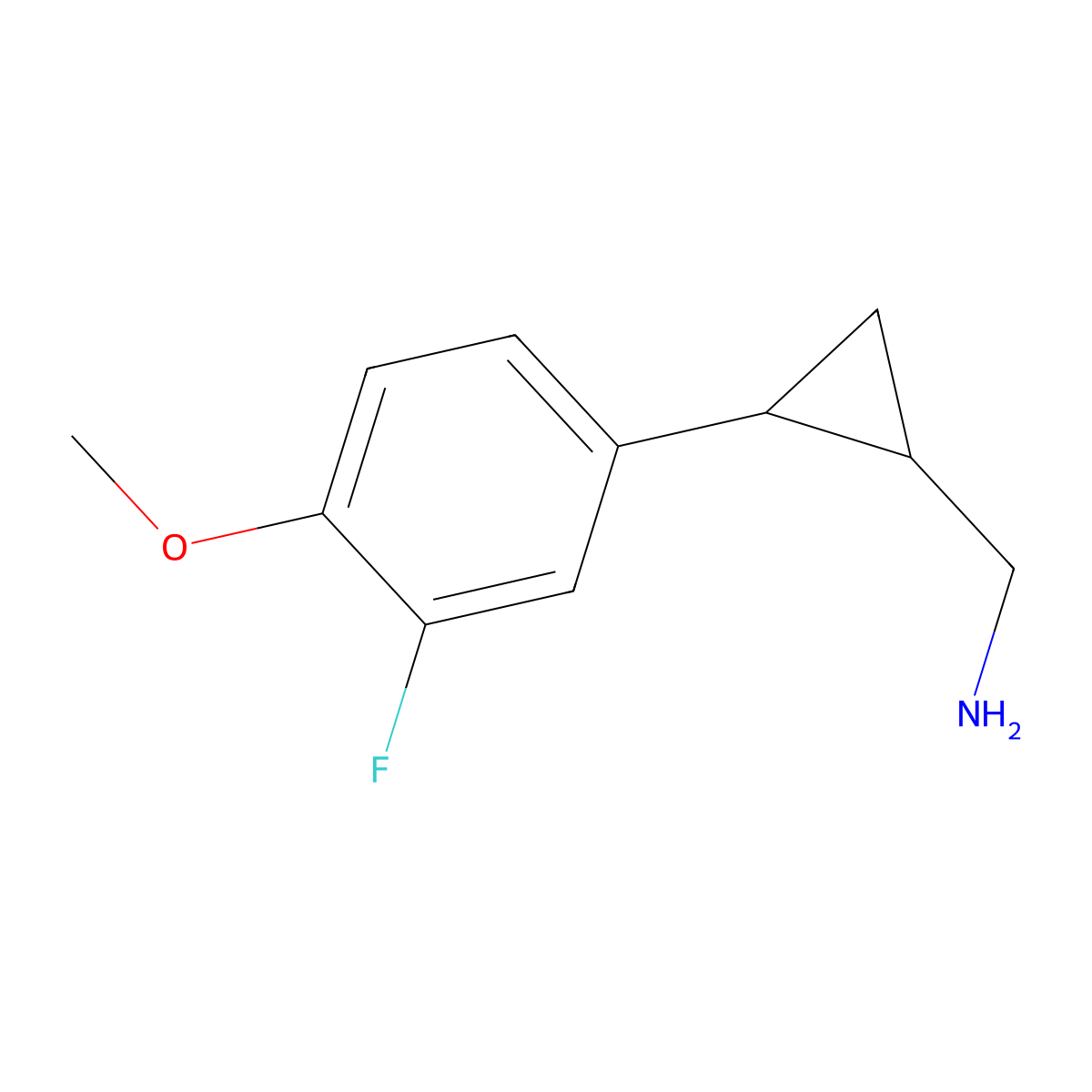 (2-(3-Fluoro-4-methoxyphenyl)cyclopropyl)methanamine molecular structure, CAS 1466611-37-9