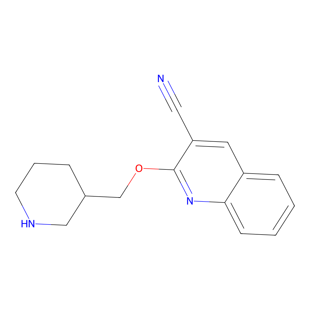 2-[(Piperidin-3-yl)methoxy]quinoline-3-carbonitrile molecular structure, CAS 1466621-94-2