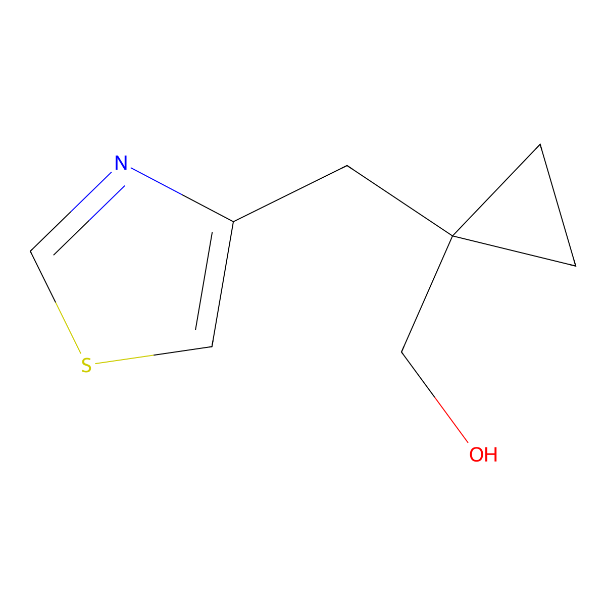 (1-(Thiazol-4-ylmethyl)cyclopropyl)methanol molecular structure, CAS 1466646-36-5