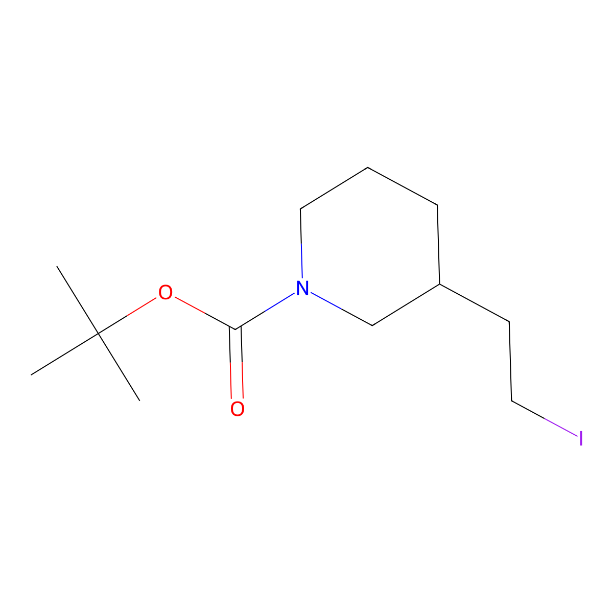 Tert-butyl 3-(2-iodoethyl)piperidine-1-carboxylate molecular structure, CAS 146667-86-9