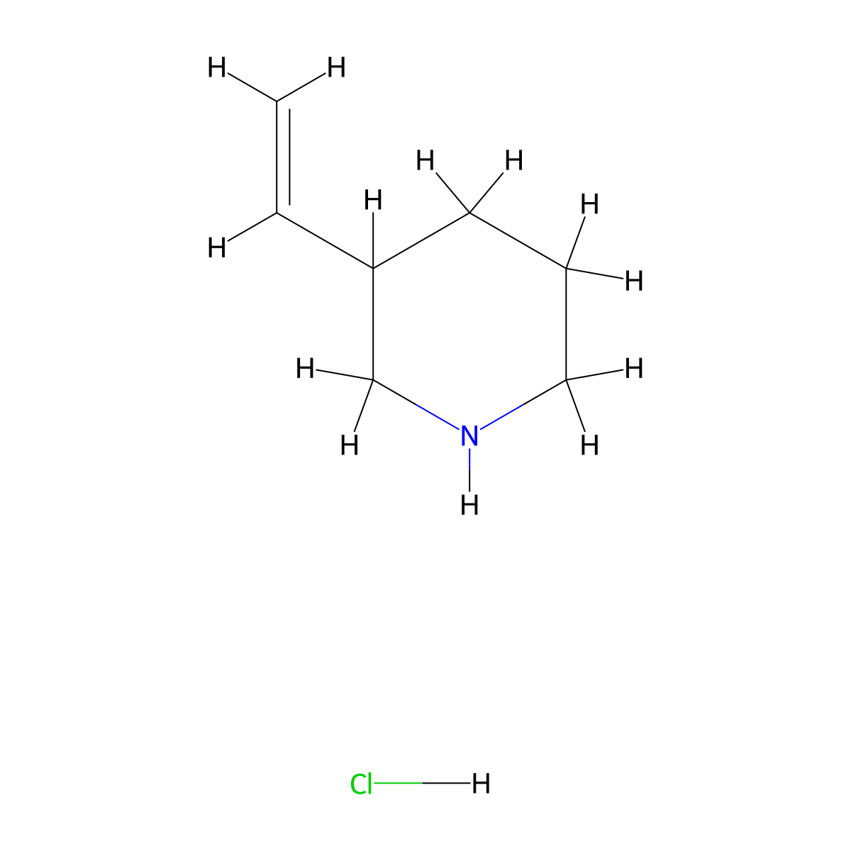 3-Ethenylpiperidine hydrochloride molecular structure, CAS 146667-88-1