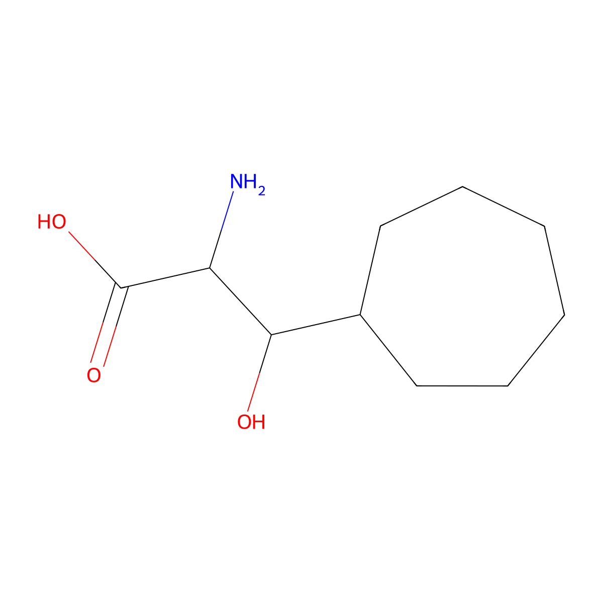 2-Amino-3-cycloheptyl-3-hydroxypropanoic acid molecular structure, CAS 1466672-07-0