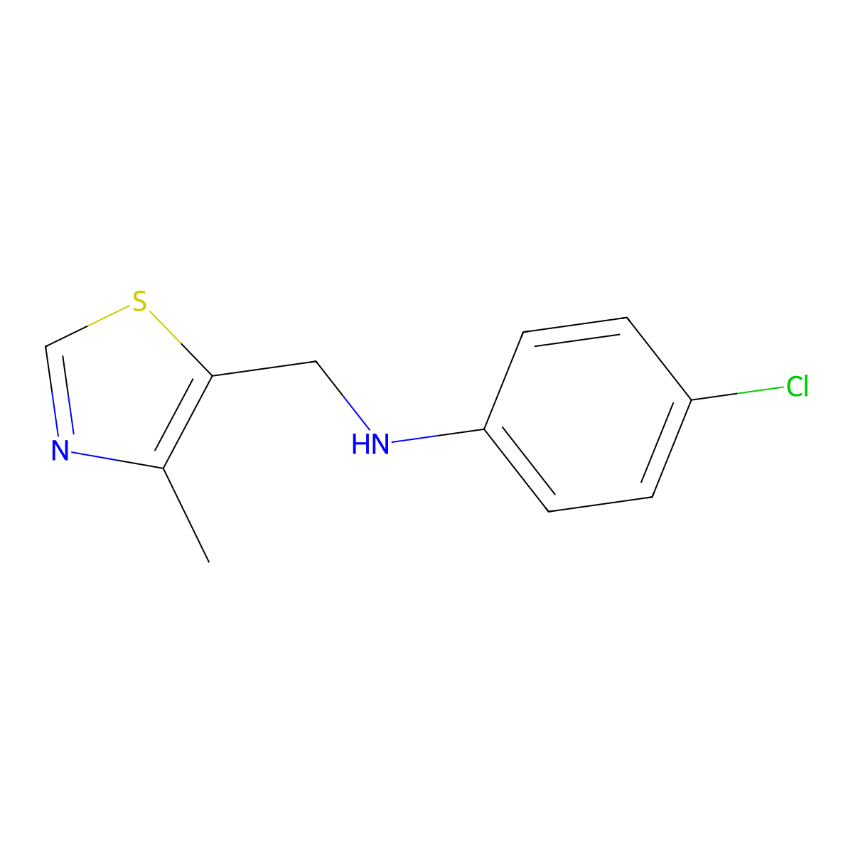 4-chloro-N-[(4-methyl-1,3-thiazol-5-yl)methyl]aniline molecular structure, CAS 1466673-02-8