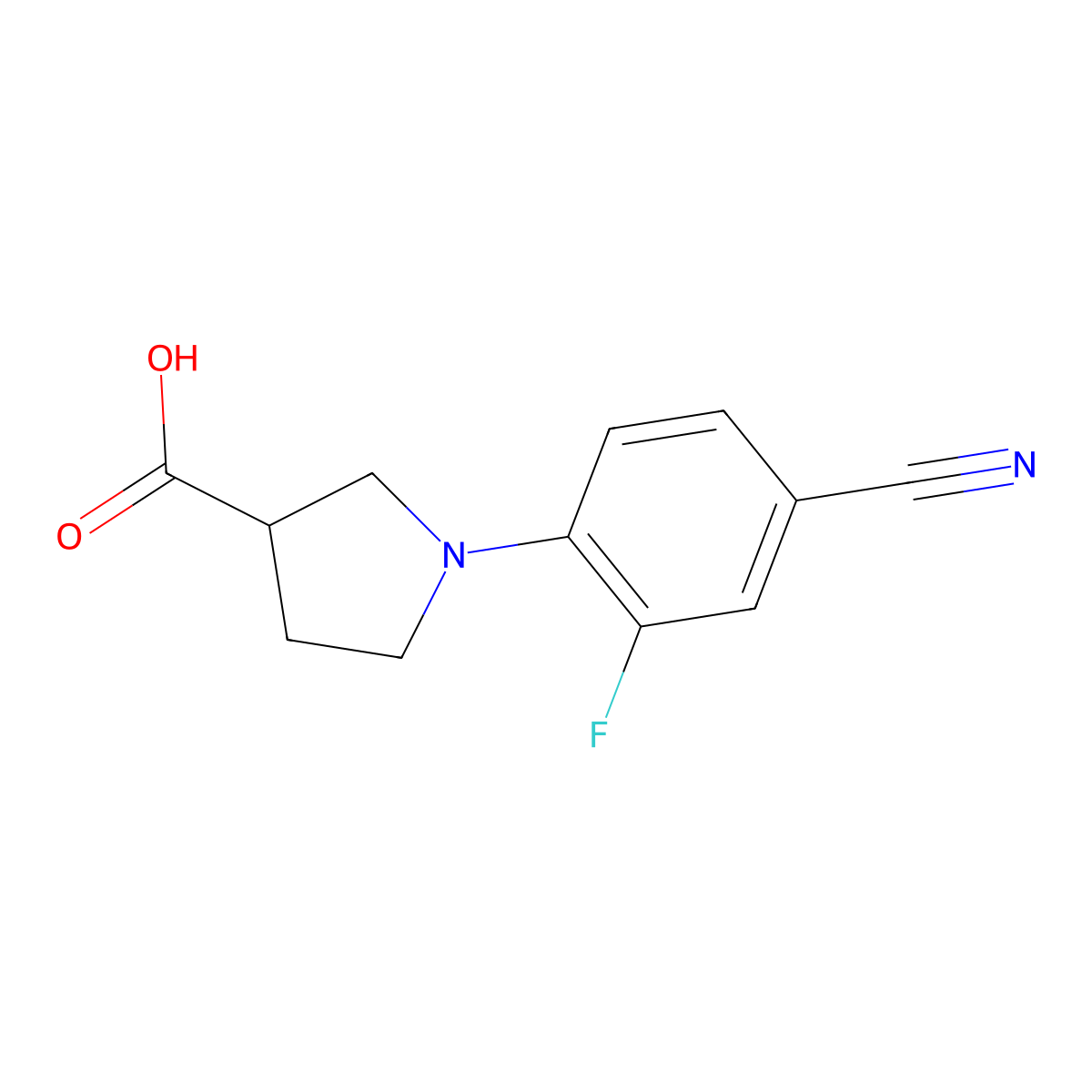 1-(4-Cyano-2-fluorophenyl)pyrrolidine-3-carboxylic acid molecular structure, CAS 1466675-71-7