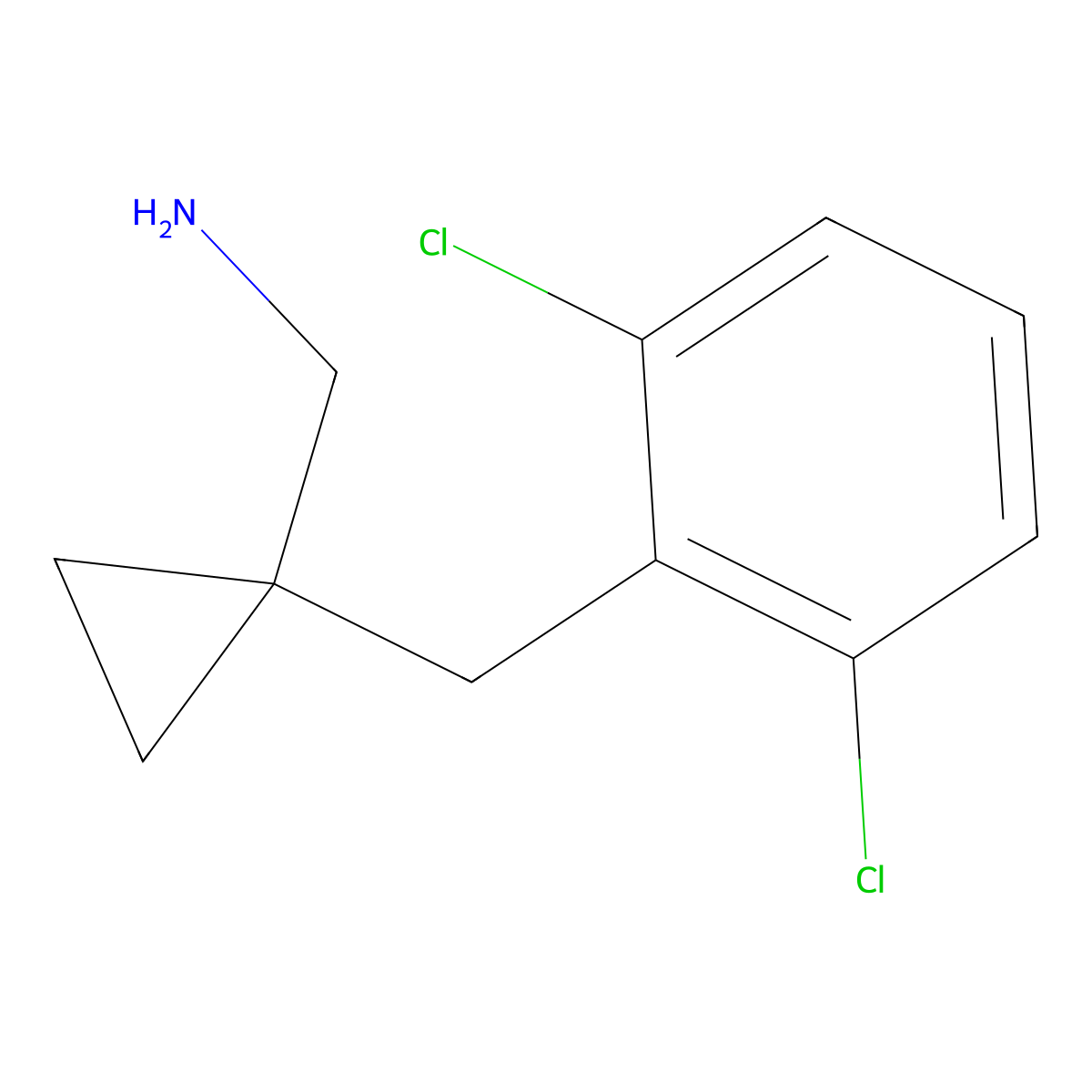 {1-[(2,6-Dichlorophenyl)methyl]cyclopropyl}methanamine molecular structure, CAS 1466676-46-9