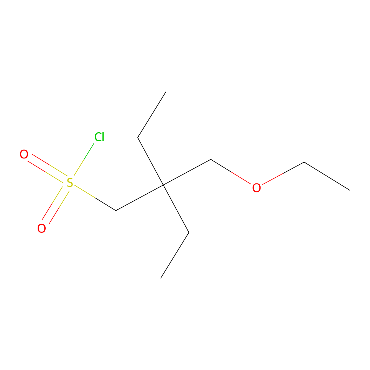 2-(Ethoxymethyl)-2-ethylbutane-1-sulfonyl chloride molecular structure, CAS 1466707-63-0