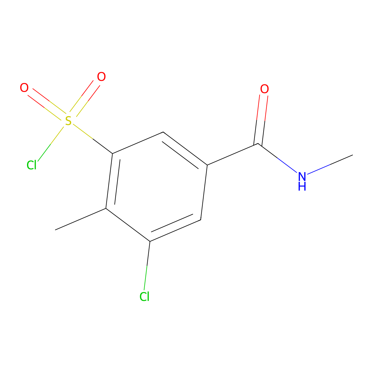 3-Chloro-2-methyl-5-(methylcarbamoyl)benzene-1-sulfonyl chloride molecular structure, CAS 1466712-63-9