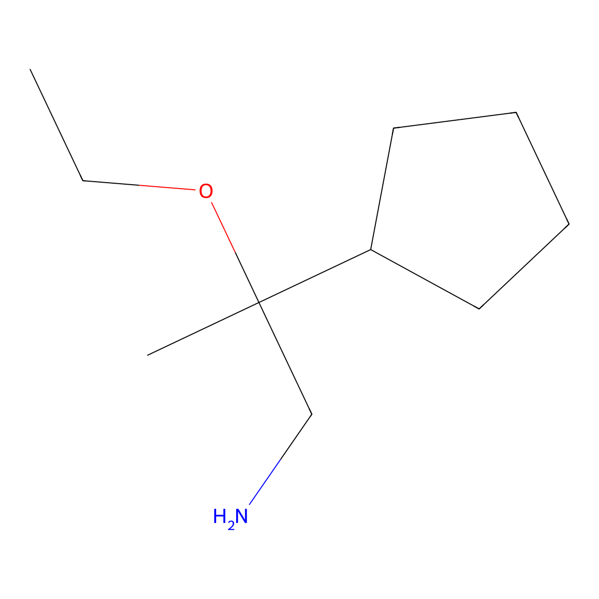 2-Cyclopentyl-2-ethoxypropan-1-amine molecular structure, CAS 1466729-09-8