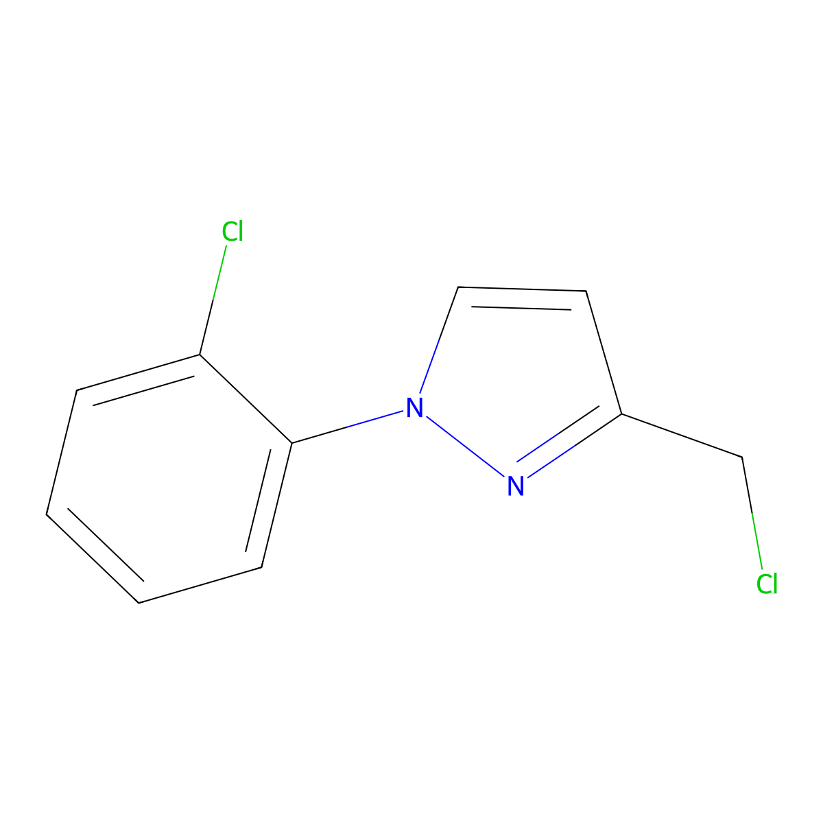 3-(chloromethyl)-1-(2-chlorophenyl)-1H-pyrazole molecular structure, CAS 1466733-04-9