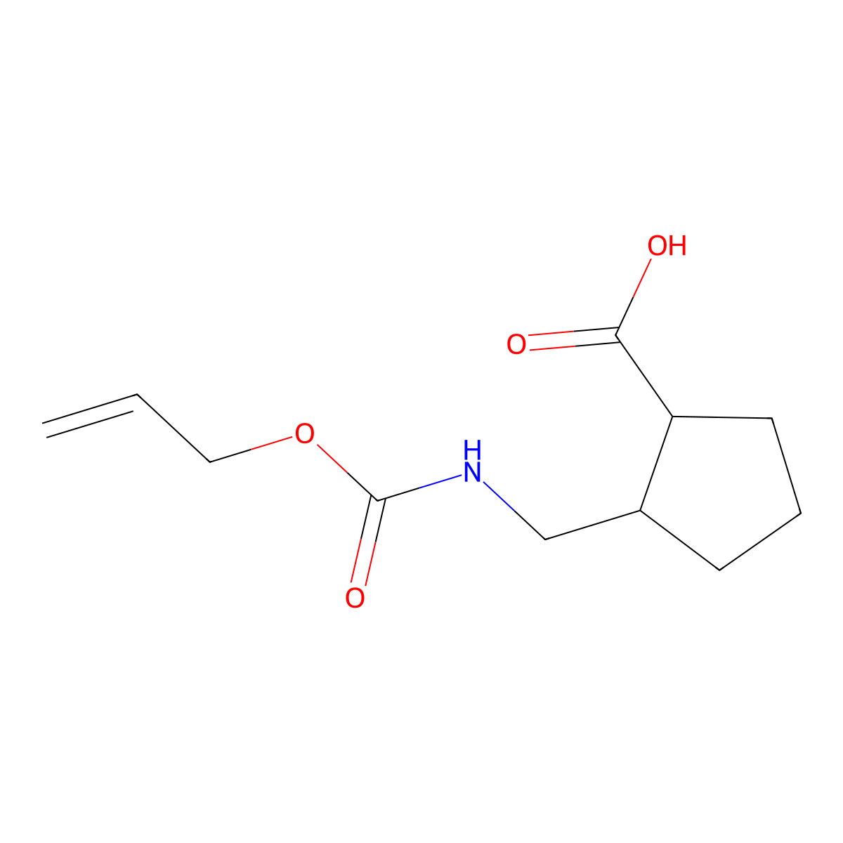 2-({[(Prop-2-en-1-yloxy)carbonyl]amino}methyl)cyclopentane-1-carboxylic acid molecular structure, CAS 1466743-47-4