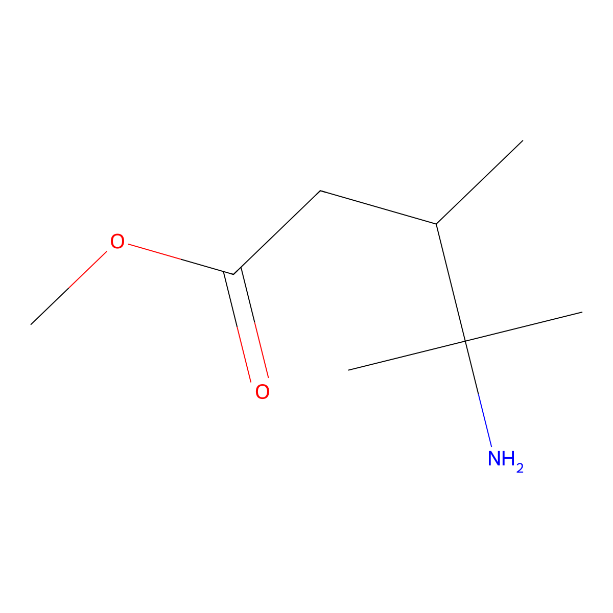 Methyl 4-amino-3,4-dimethylpentanoate molecular structure, CAS 1466756-29-5