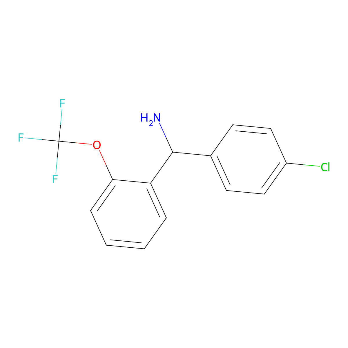 (4-Chlorophenyl)(2-(trifluoromethoxy)phenyl)methanamine molecular structure, CAS 1466763-07-4