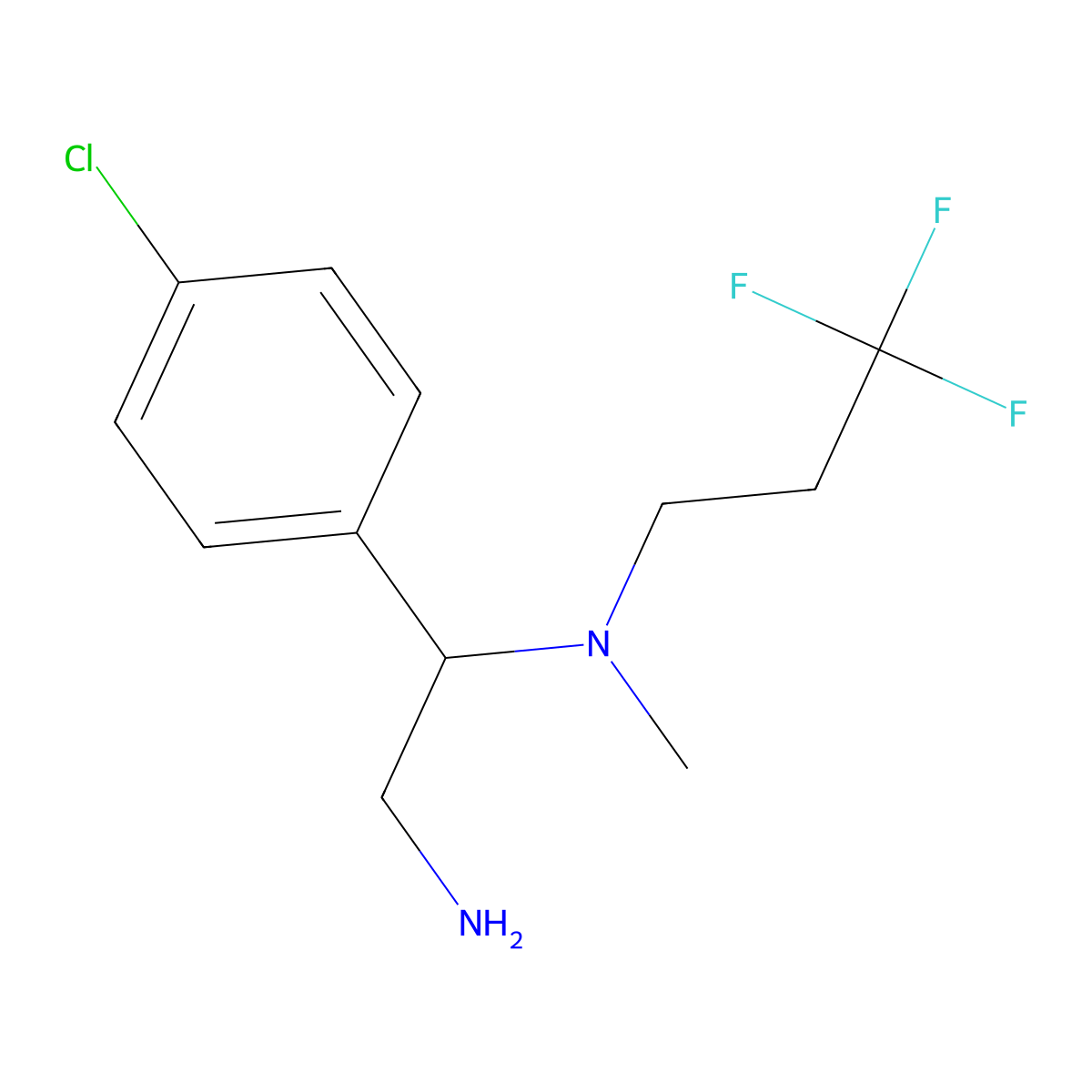 [2-Amino-1-(4-chlorophenyl)ethyl](methyl)(3,3,3-trifluoropropyl)amine molecular structure, CAS 1466767-16-7