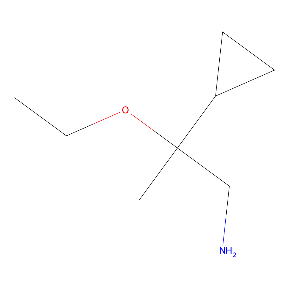 2-Cyclopropyl-2-ethoxypropan-1-amine molecular structure, CAS 1466773-57-8