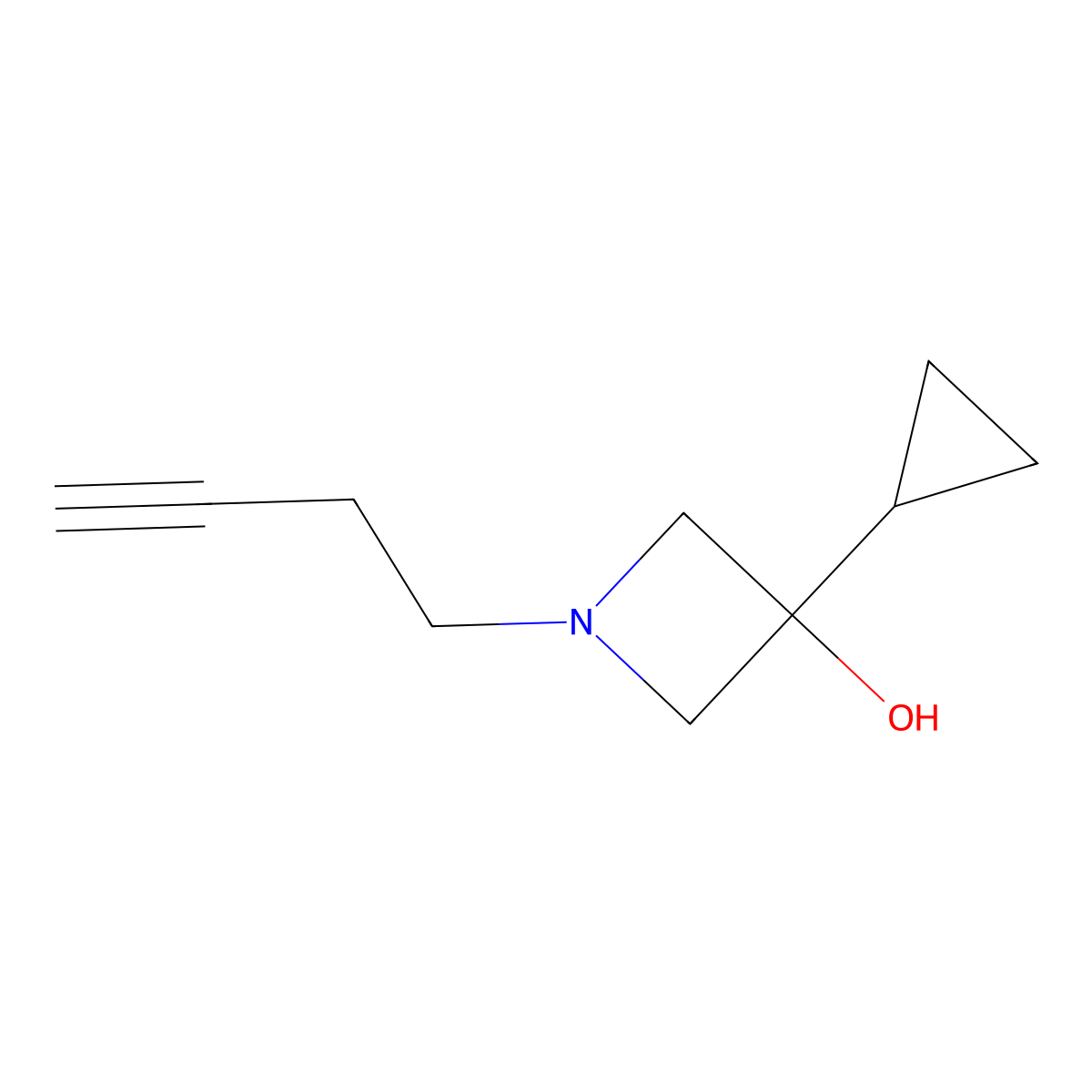 1-(But-3-yn-1-yl)-3-cyclopropylazetidin-3-ol molecular structure, CAS 1466790-99-7