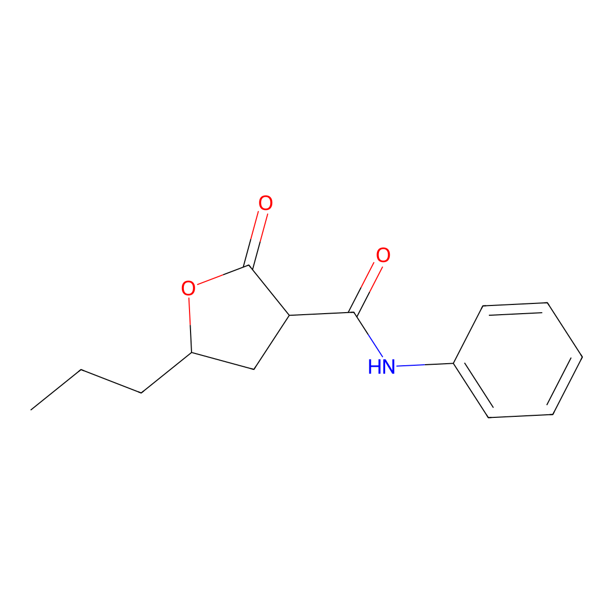 2-oxo-N-phenyl-5-propyltetrahydro-3-furancarboxamide molecular structure, CAS 14668-43-0