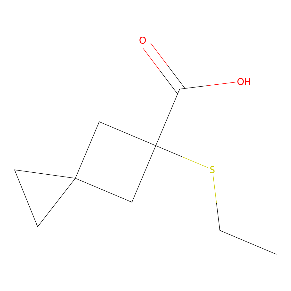 5-(Ethylsulfanyl)spiro[2.3]hexane-5-carboxylic acid molecular structure, CAS 1466800-32-7