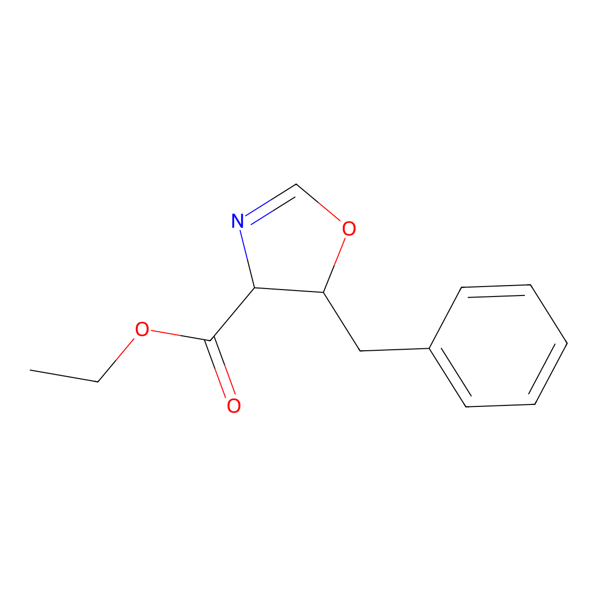 Ethyl 5-benzyl-4,5-dihydro-1,3-oxazole-4-carboxylate molecular structure, CAS 1466812-45-2