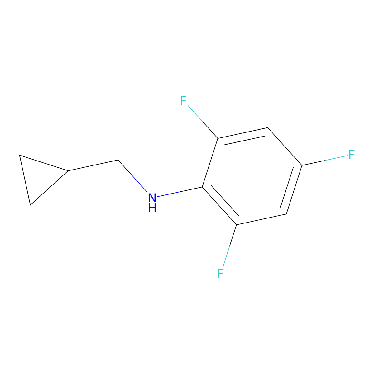 N-(cyclopropylmethyl)-2,4,6-trifluoroaniline molecular structure, CAS 1466817-39-9