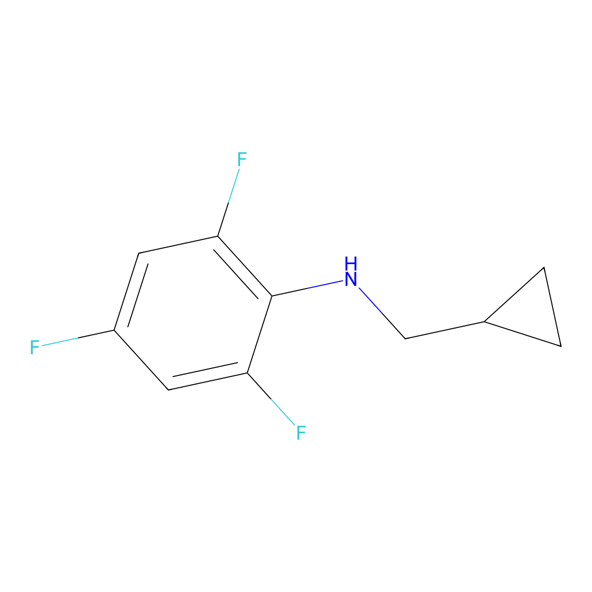 N-(cyclopropylmethyl)-2,4,6-trifluoroaniline molecular structure, CAS 1466817-39-9