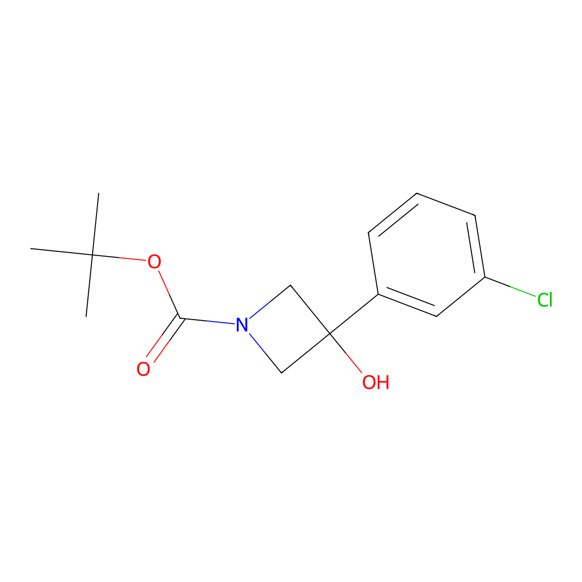 Tert-butyl 3-(3-chlorophenyl)-3-hydroxyazetidine-1-carboxylate molecular structure, CAS 1466846-88-7