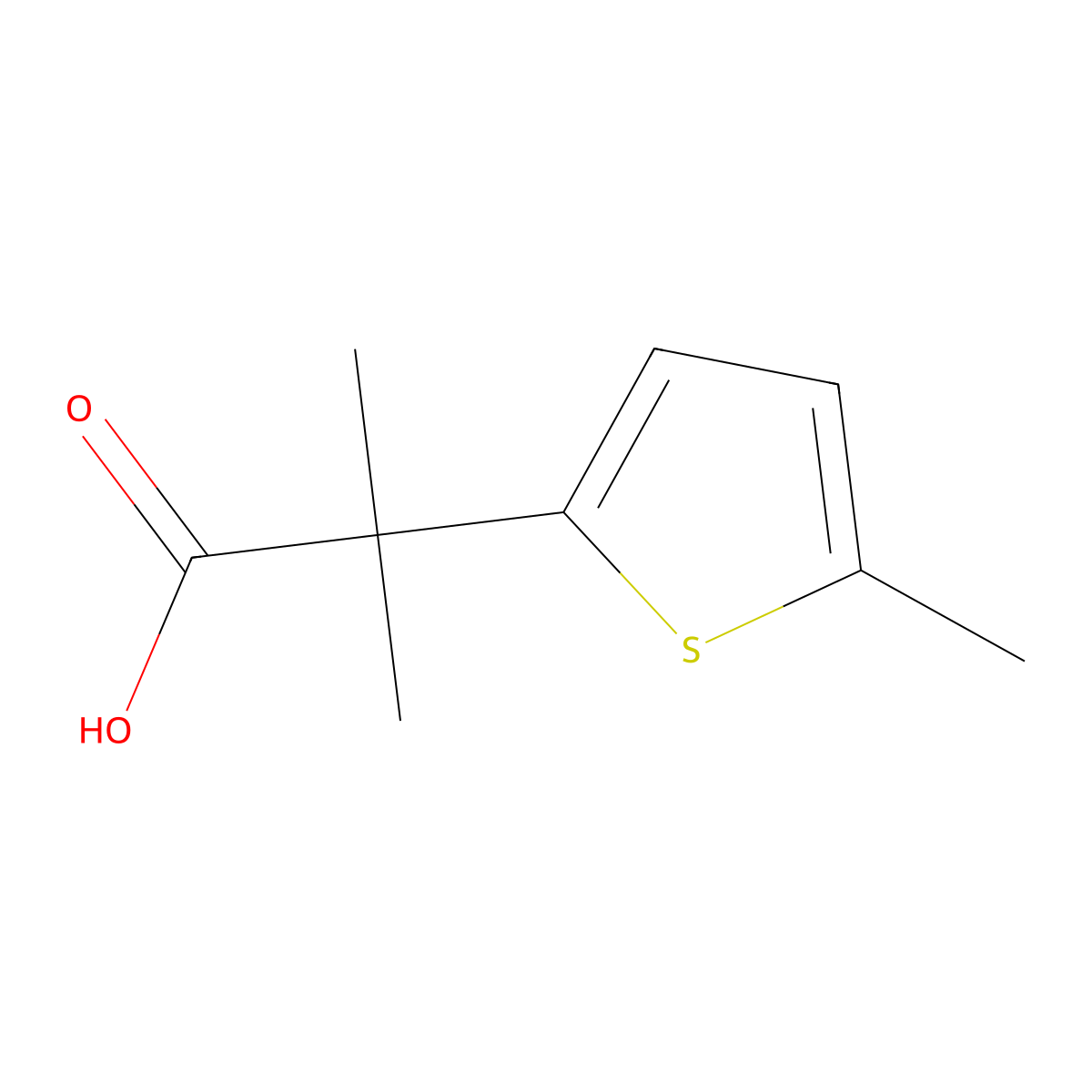 2-Methyl-2-(5-methylthiophen-2-yl)propanoic acid molecular structure, CAS 1466877-68-8