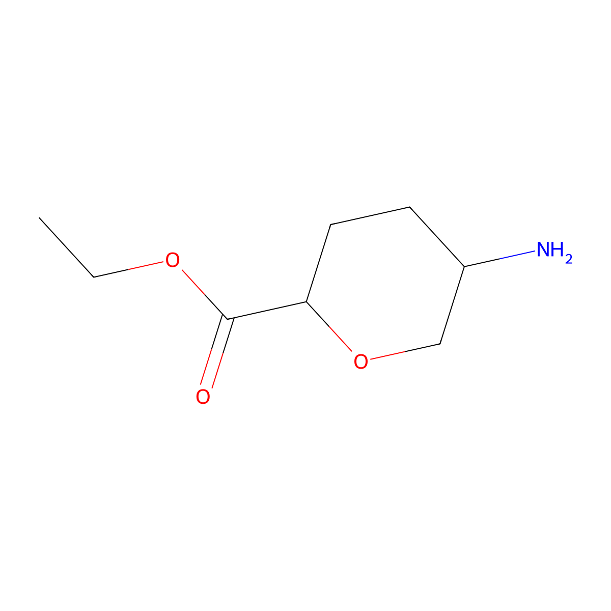 Ethyl trans-5-amino-tetrahydro-pyran-2-carboxylate molecular structure, CAS 146689-73-8