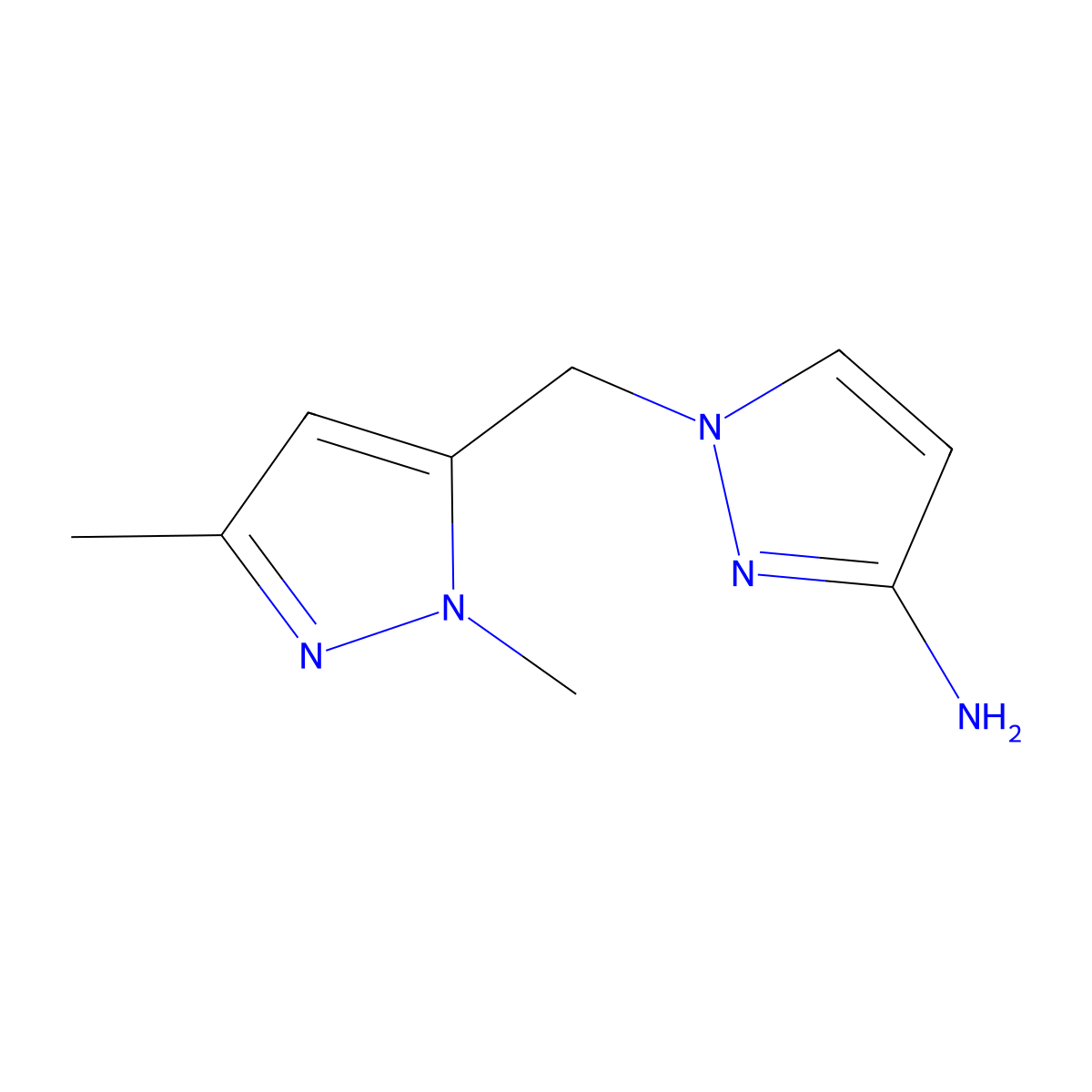 1-[(1,3-Dimethyl-1H-pyrazol-5-YL)methyl]-1H-pyrazol-3-amine molecular structure, CAS 1466908-44-0