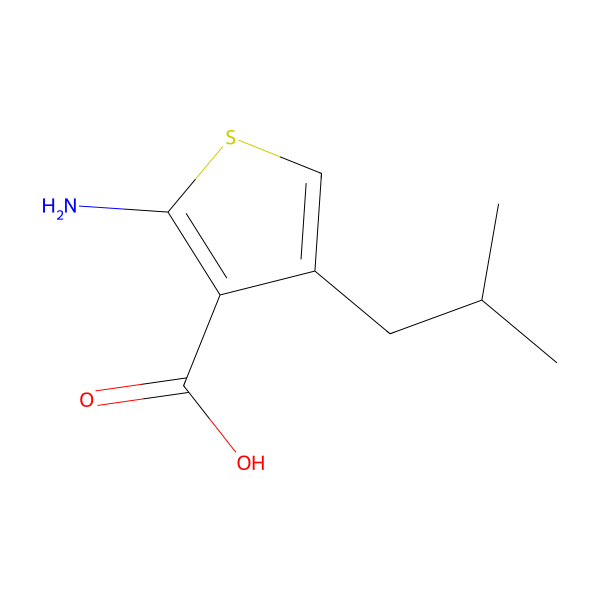 2-Amino-4-(2-methylpropyl)thiophene-3-carboxylic acid molecular structure, CAS 1466923-22-7