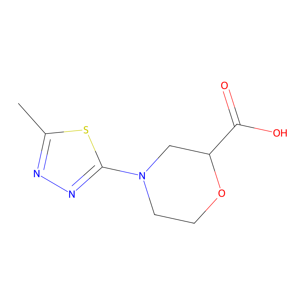 4-(5-Methyl-1,3,4-thiadiazol-2-yl)morpholine-2-carboxylic acid molecular structure, CAS 1466934-24-6