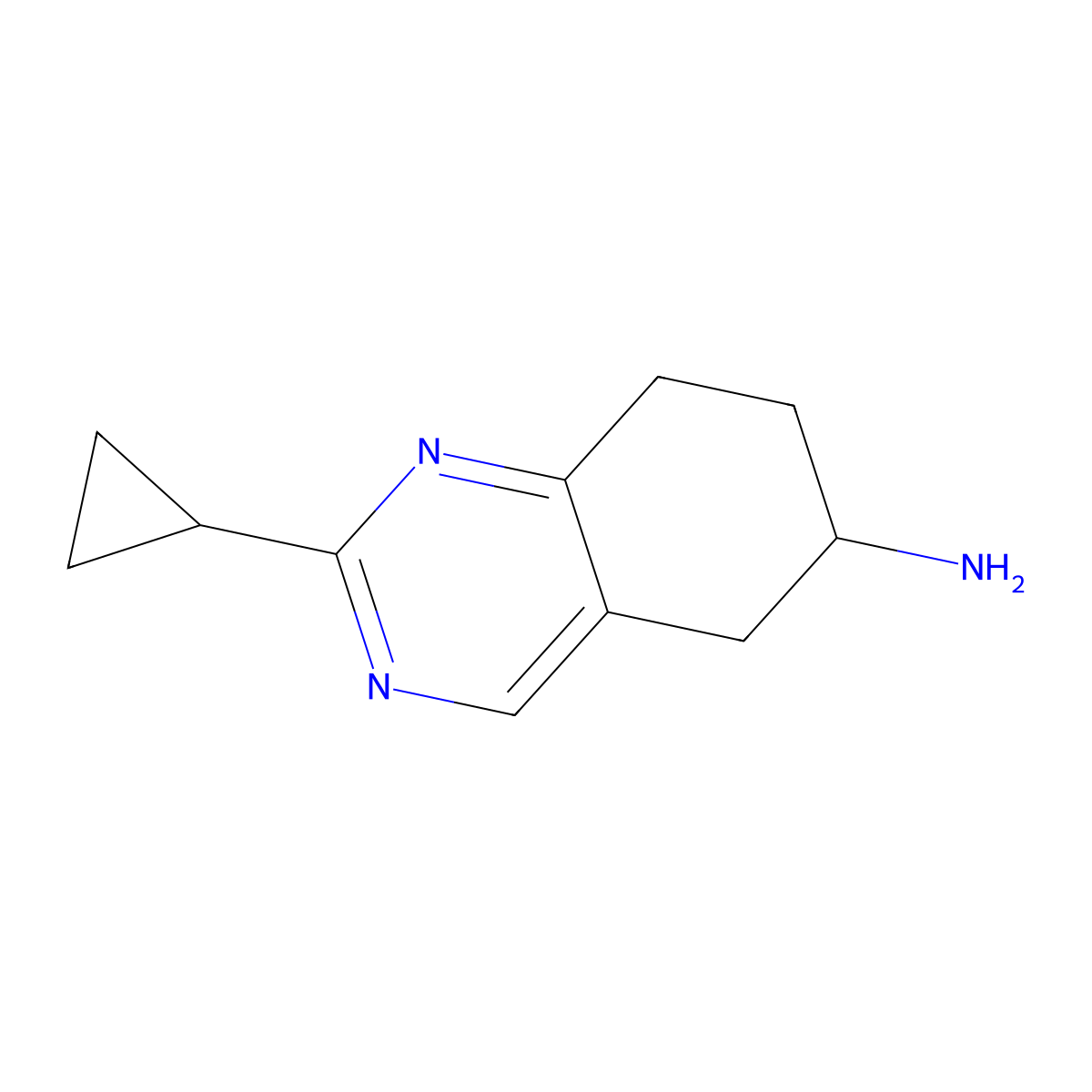 2-Cyclopropyl-5,6,7,8-tetrahydroquinazolin-6-amine molecular structure, CAS 1466943-03-2