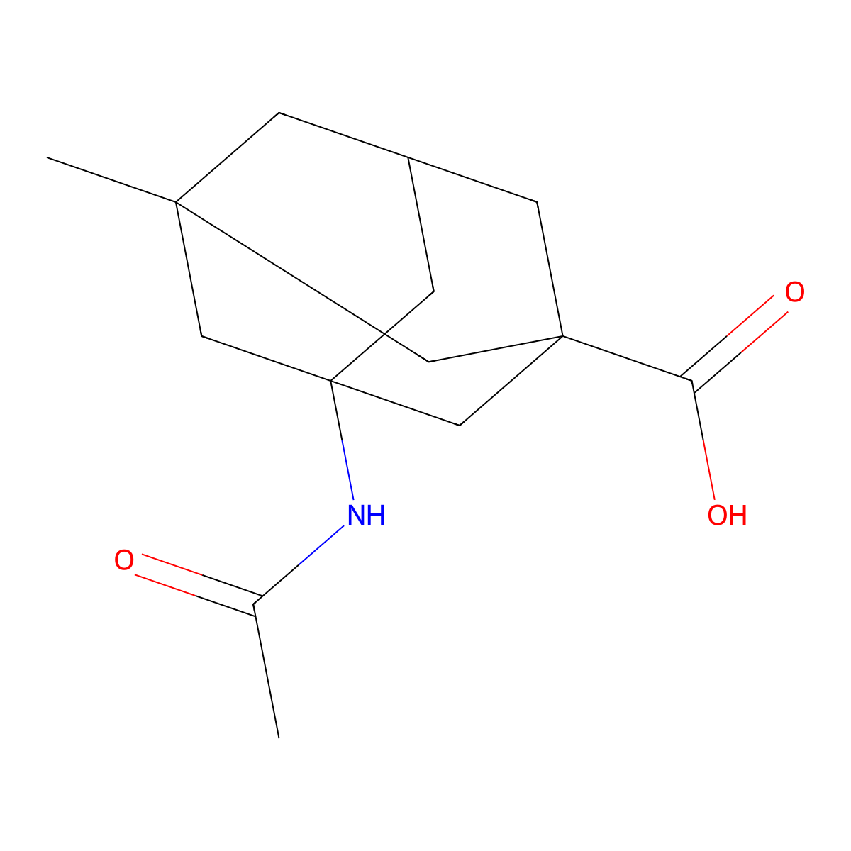 3-Acetamido-5-methyladamantane-1-carboxylic acid molecular structure, CAS 14670-96-3