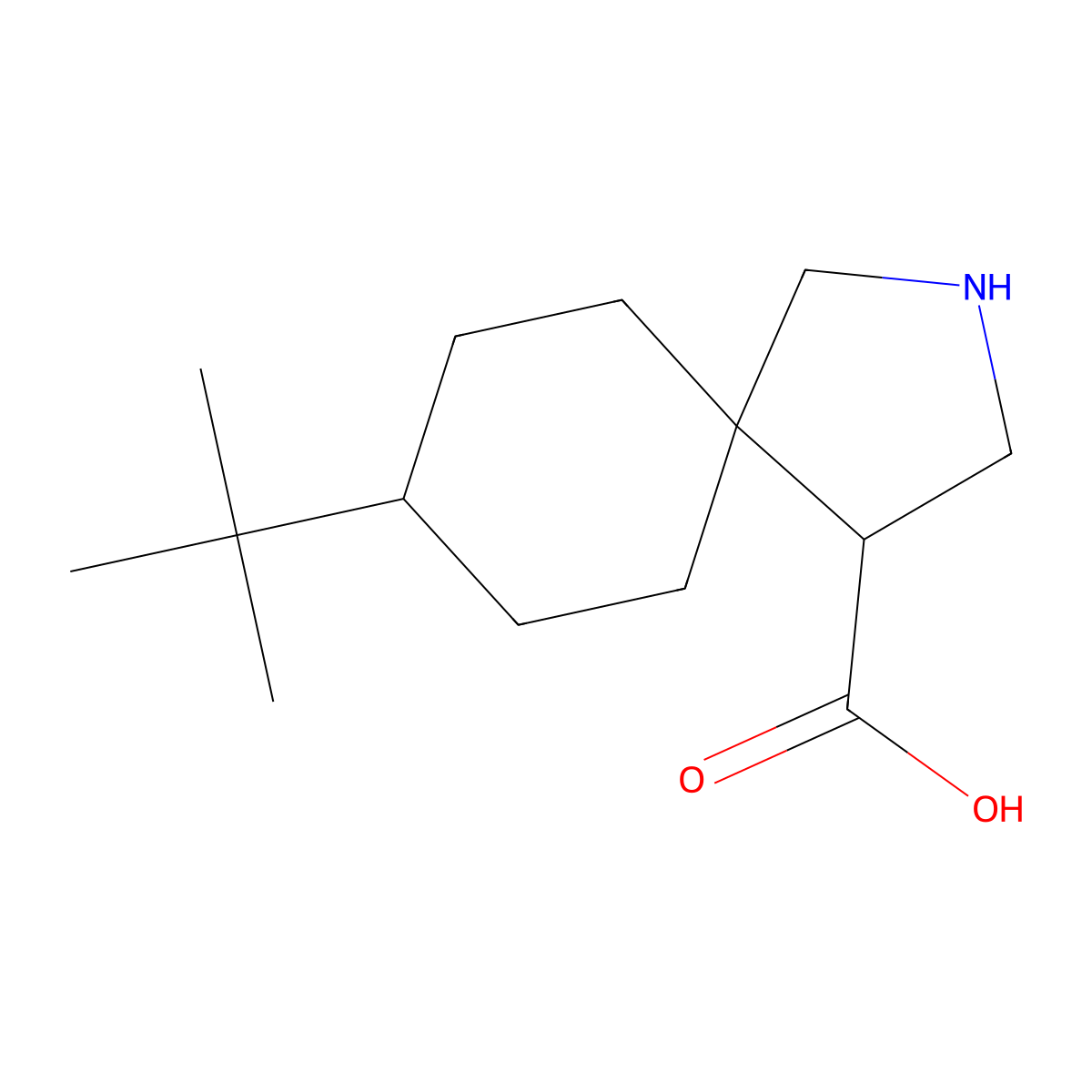 8-Tert-butyl-2-azaspiro[4.5]decane-4-carboxylic acid molecular structure, CAS 1467023-30-8