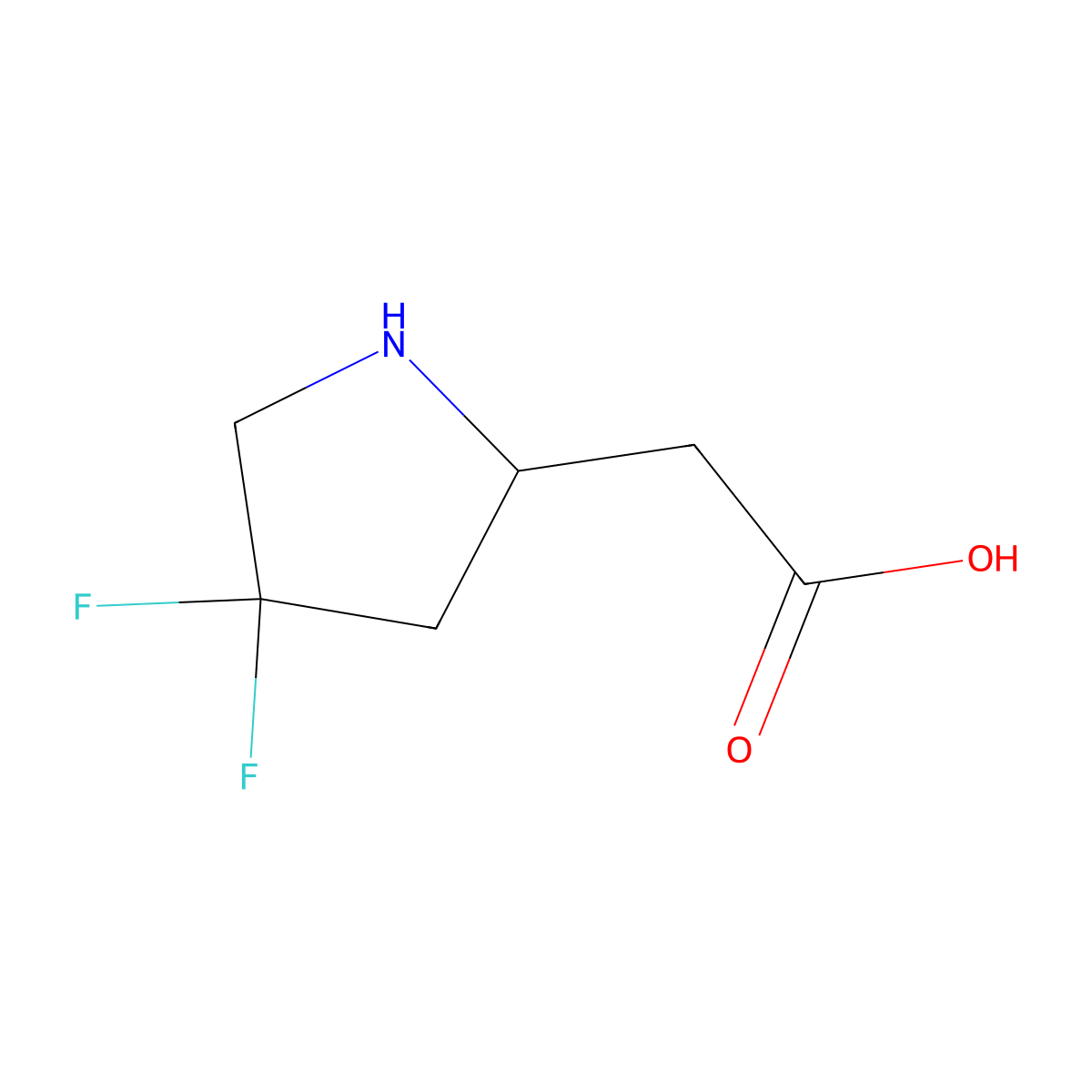 (R)-2-(4,4-Difluoropyrrolidin-2-yl)acetic acid molecular structure, CAS 1467036-78-7
