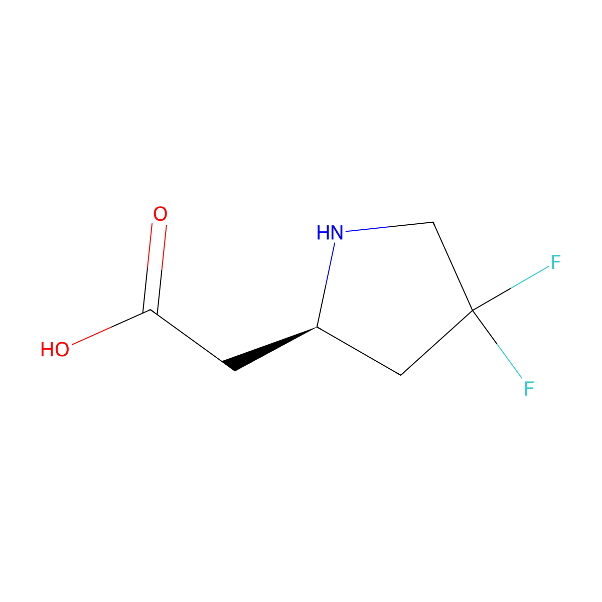 (R)-2-(4,4-Difluoropyrrolidin-2-yl)acetic acid molecular structure, CAS 1467036-78-7