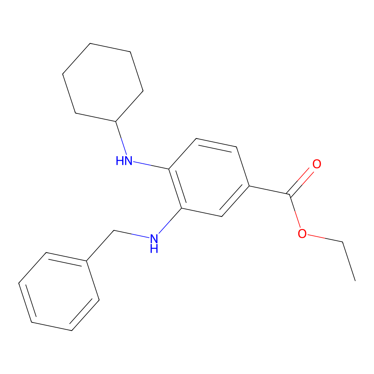 Ethyl 3-(benzylamino)-4-(cyclohexylamino)benzoate molecular structure, CAS 1467047-25-1