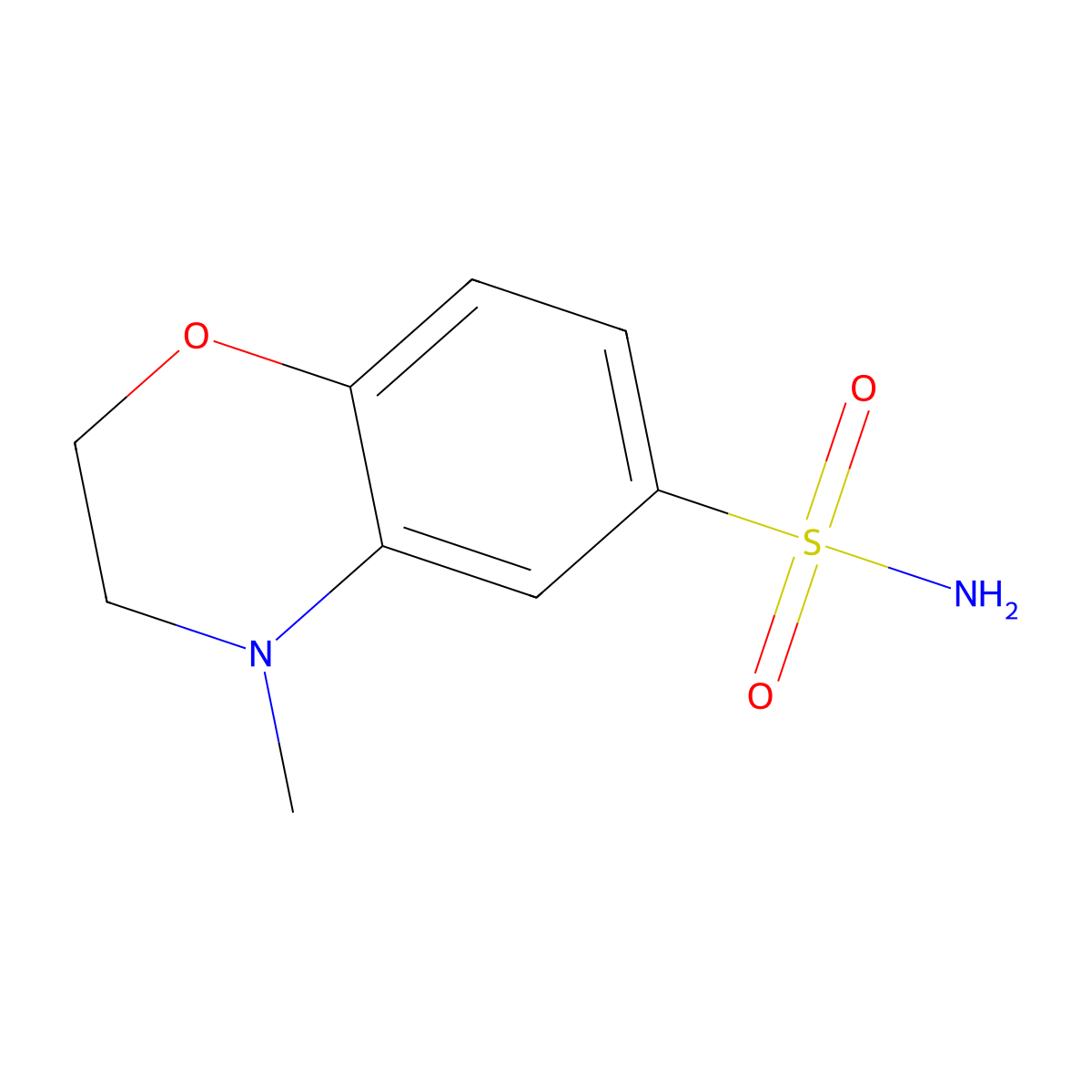 4-methyl-3,4-dihydro-2H-1,4-benzoxazine-6-sulfonamide molecular structure, CAS 1467050-48-1