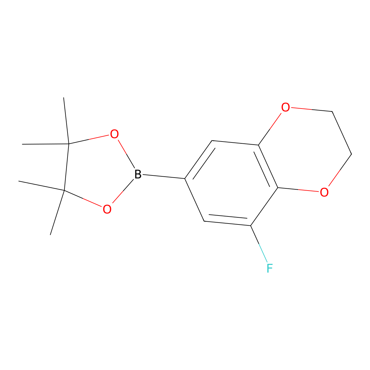 2-(8-Fluoro-2,3-dihydro-1,4-benzodioxin-6-yl)-4,4,5,5-tetramethyl-1,3,2-dioxaborolane molecular structure, CAS 1467057-24-4