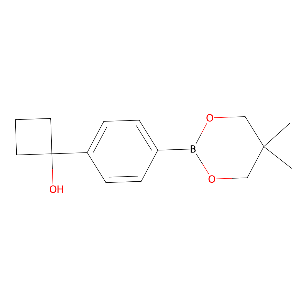 1-(4-(5,5-Dimethyl-1,3,2-dioxaborinan-2-yl)phenyl)cyclobutanol molecular structure, CAS 1467059-89-7