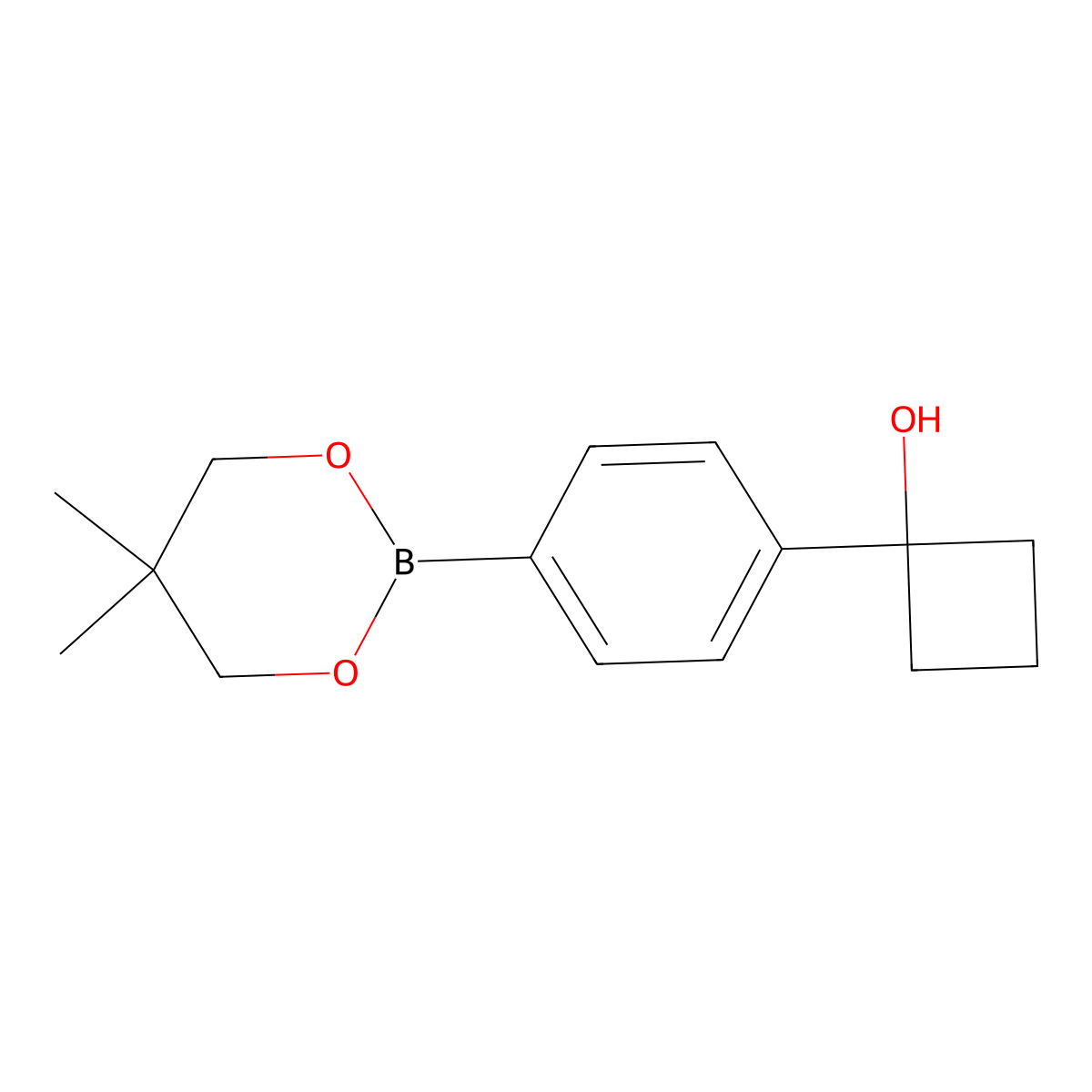 1-(4-(5,5-Dimethyl-1,3,2-dioxaborinan-2-yl)phenyl)cyclobutanol molecular structure, CAS 1467059-89-7