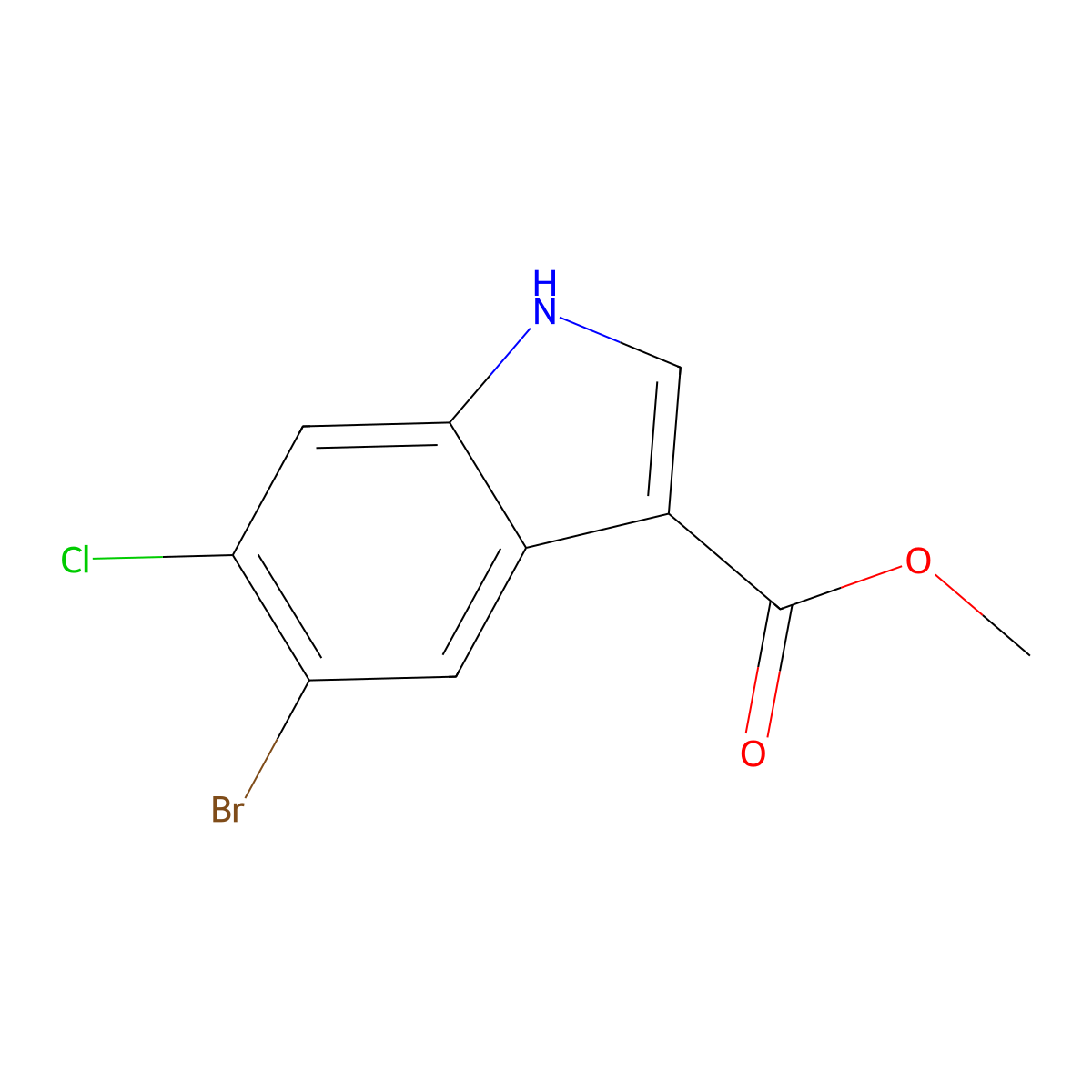 methyl 5-bromo-6-chloro-1H-indole-3-carboxylate molecular structure, CAS 1467059-91-1