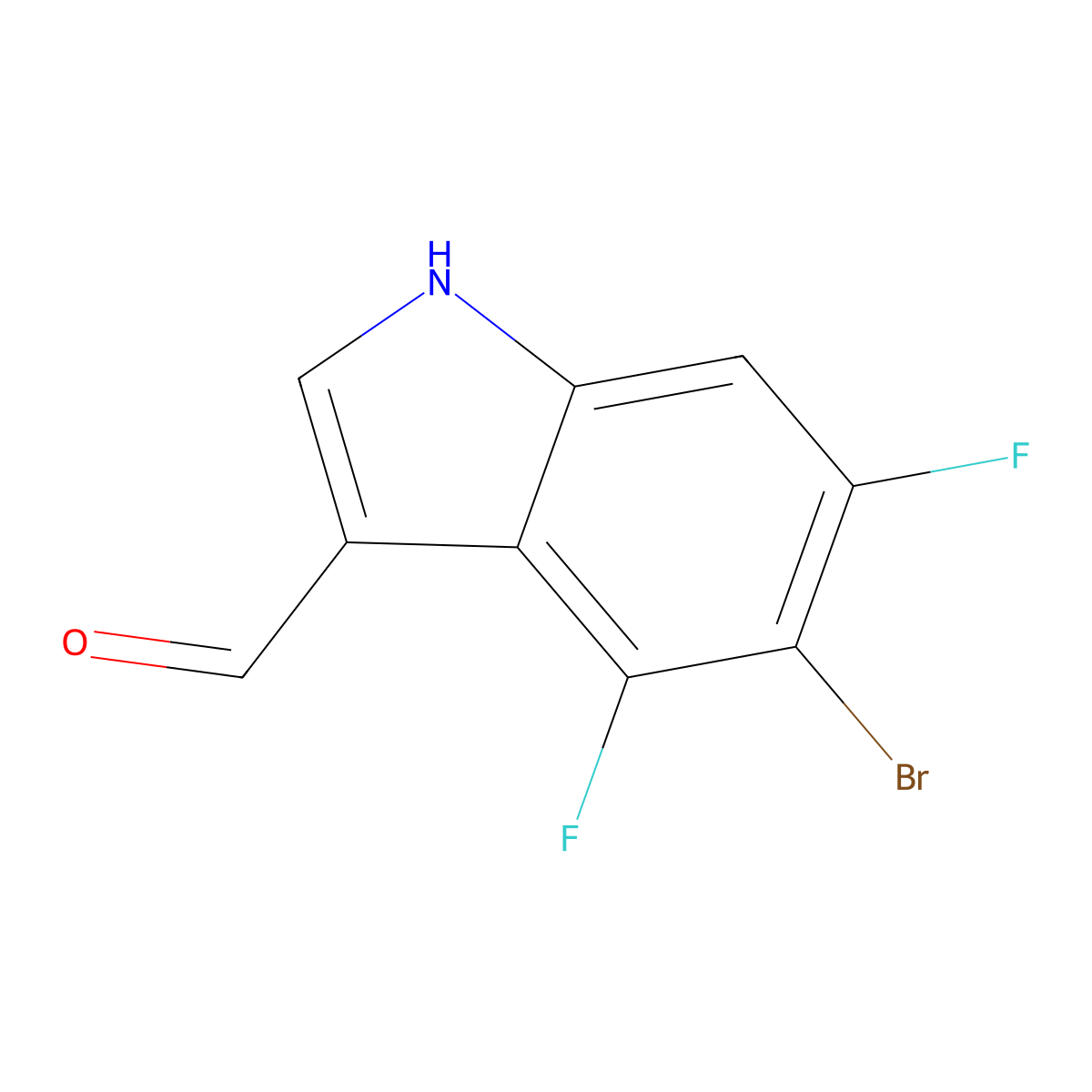 5-Bromo-4,6-difluoro-1H-indole-3-carbaldehyde molecular structure, CAS 1467059-98-8