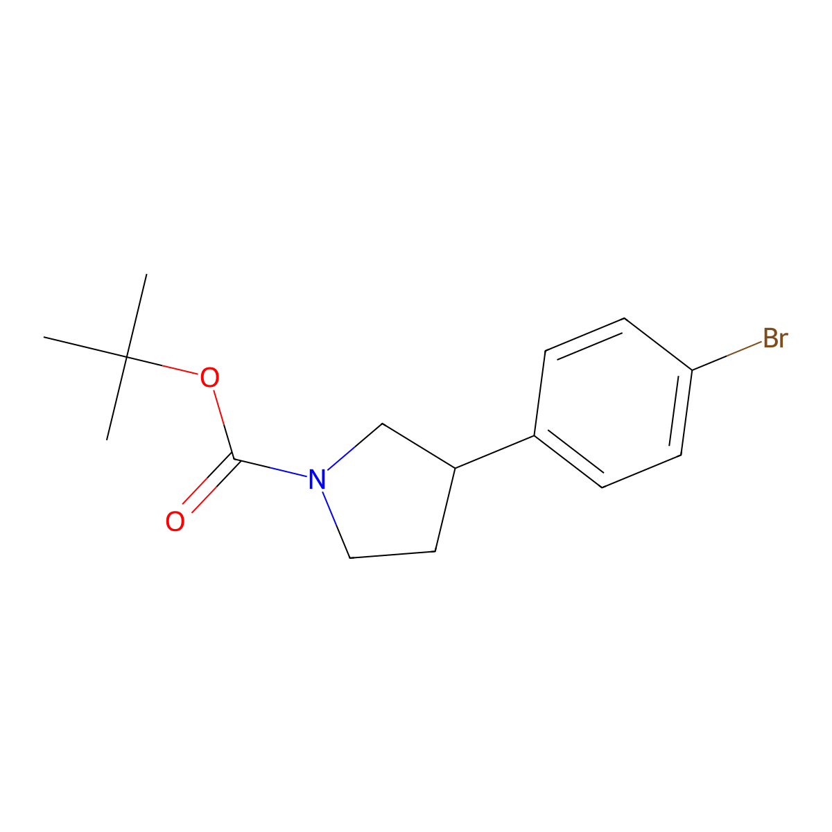 Tert-butyl 3-(4-bromophenyl)pyrrolidine-1-carboxylate molecular structure, CAS 1467060-28-1