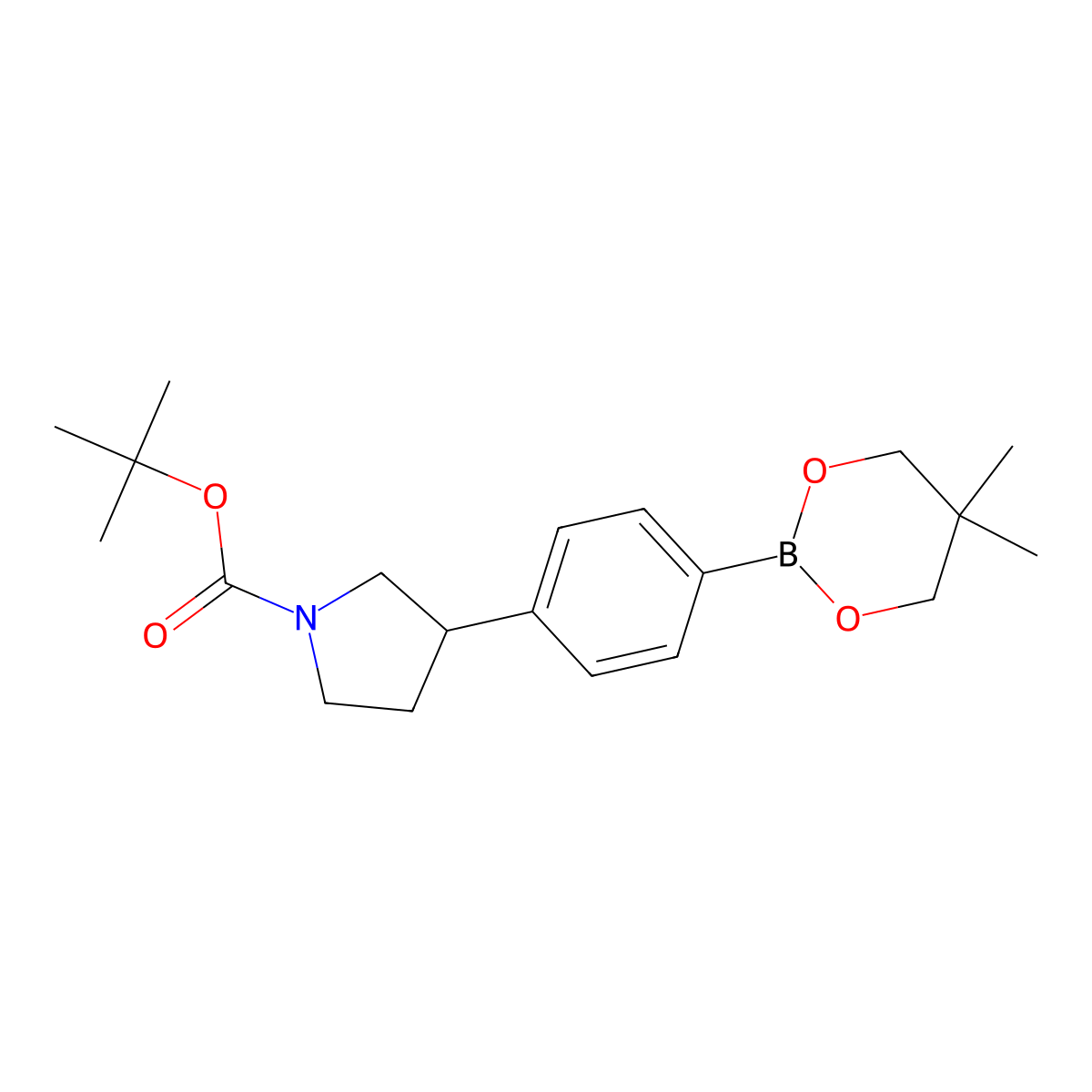 tert-Butyl 3-(4-(5,5-dimethyl-1,3,2-dioxaborinan-2-yl)phenyl)pyrrolidine-1-carboxylate molecular structure, CAS 1467060-29-2