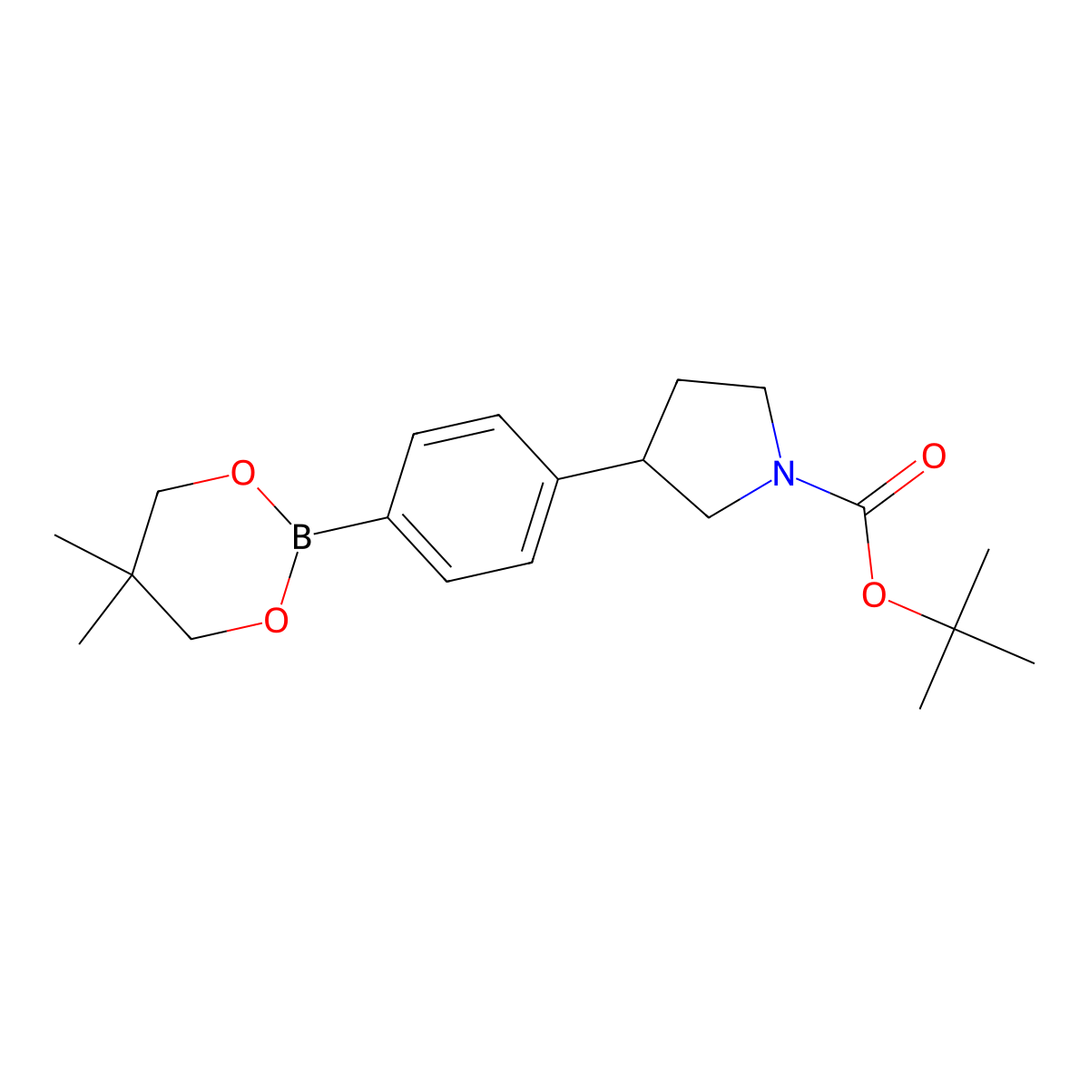tert-Butyl 3-(4-(5,5-dimethyl-1,3,2-dioxaborinan-2-yl)phenyl)pyrrolidine-1-carboxylate molecular structure, CAS 1467060-29-2